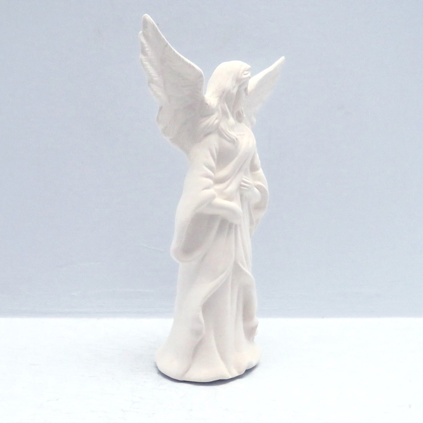 Unpainted Ceramic Bisque Angel Figurine / Angel With Wings Up / Ready to Paint / Ceramics to Paint / Angel Statue / Paintable Ceramics