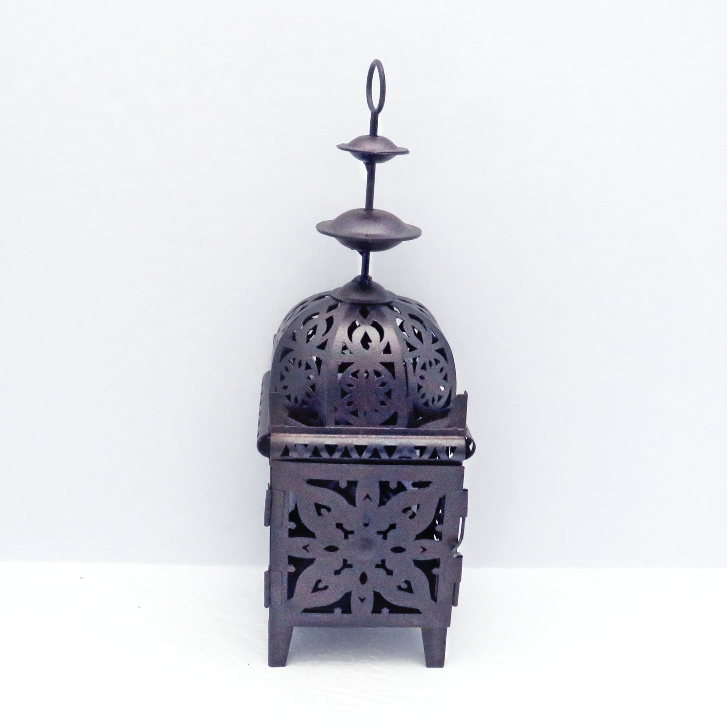 Vintage Brown Metallic Votive Candle Holder With Door and Metallic Carvings / Vintage Decor / Candle Lover Gift / Hanging Votive Holder
