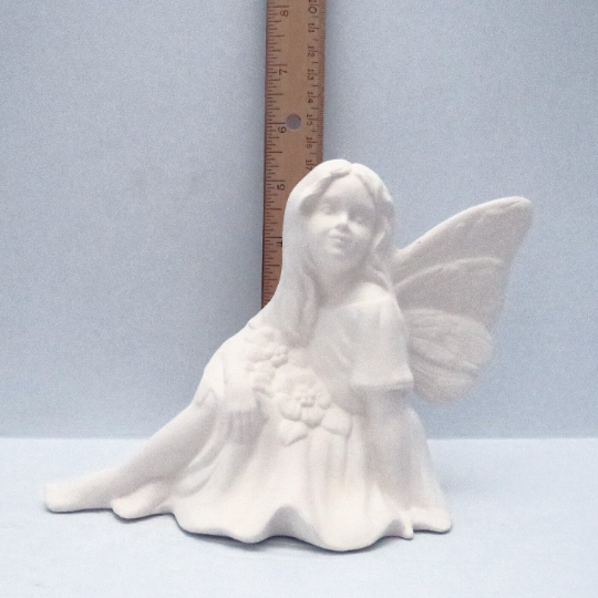 Unpainted Ceramic Bisque Sitting Fairy Figurine / Paintable Ceramics / Ready to Paint / Fairy Statue / Fairy Lover Gift / Fairy Decor