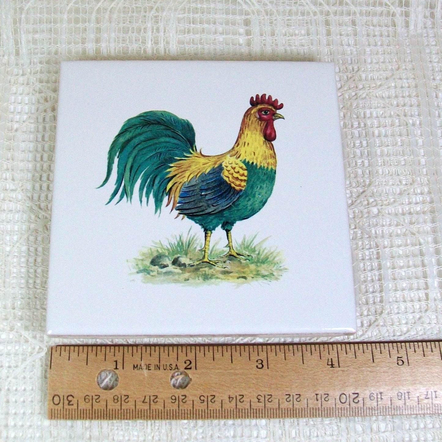 Wine Coaster / Ceramic Spoon Rest / Ceramic Trivet / Handmade Ceramic Coaster / Drink Coaster / Cup Coaster / Rooster Decor/| Tea Bag Holder