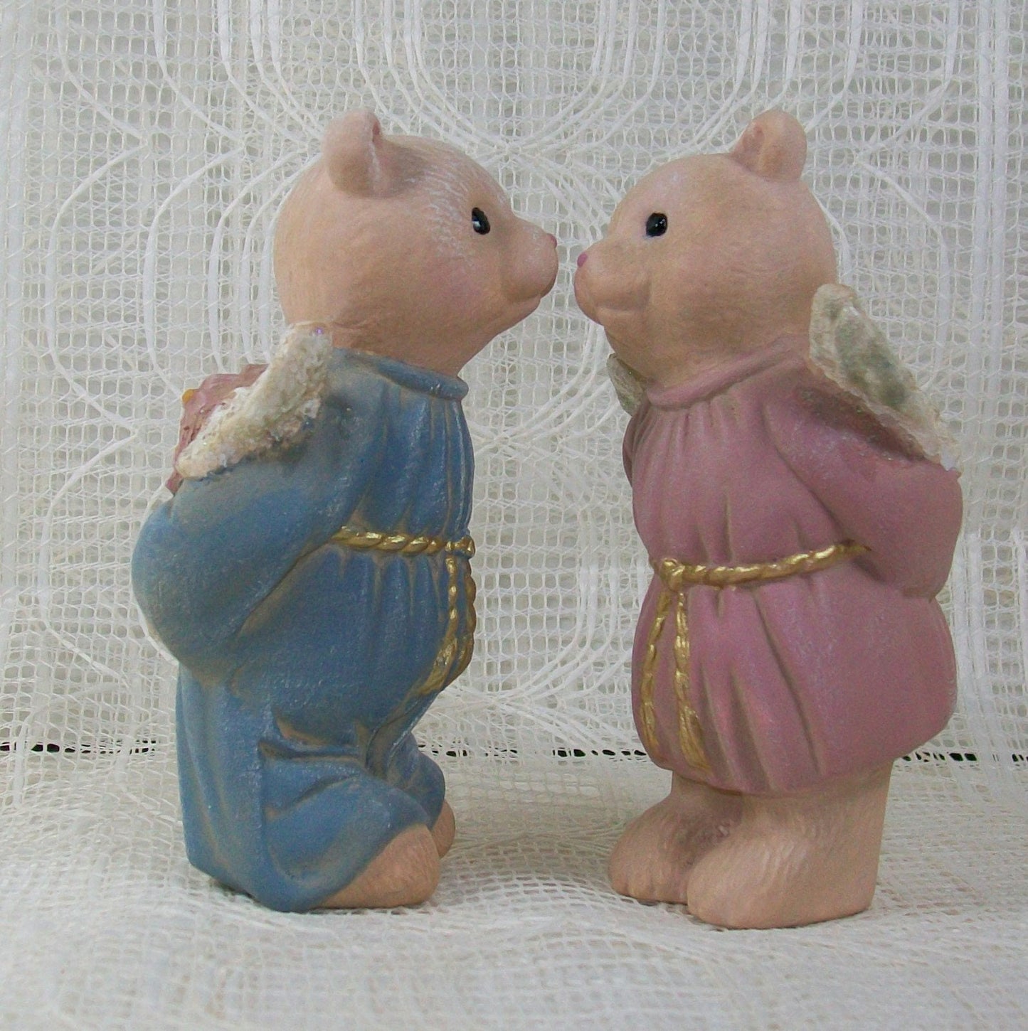 Handmade Ceramic Angel Bear Figurines / Angel Figurines / Angel Statues / Bear Figurines / Bear Statues / Angel Decor / Angel Gift