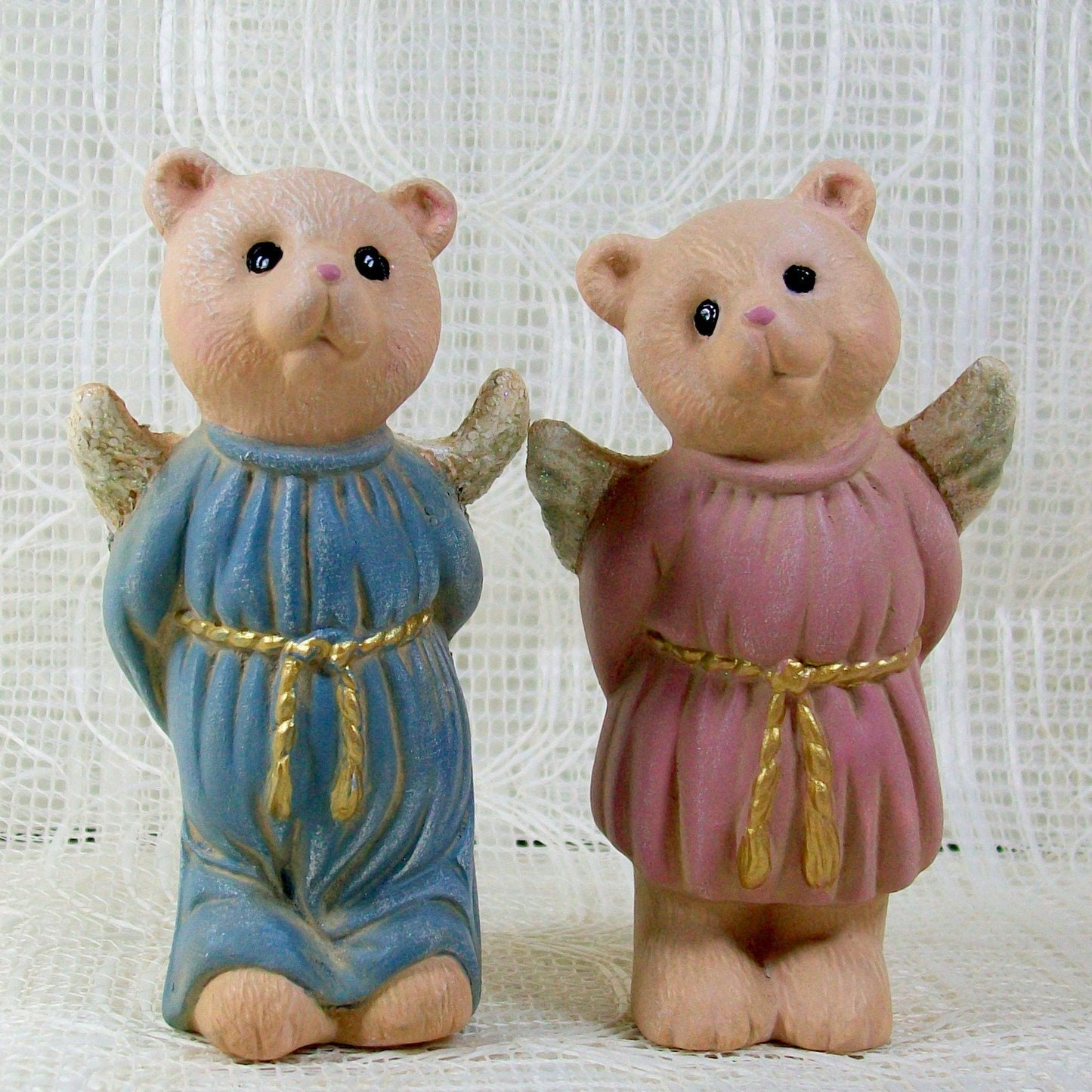 Handmade Ceramic Angel Bear Figurines / Angel Figurines / Angel Statues / Bear Figurines / Bear Statues / Angel Decor / Angel Gift