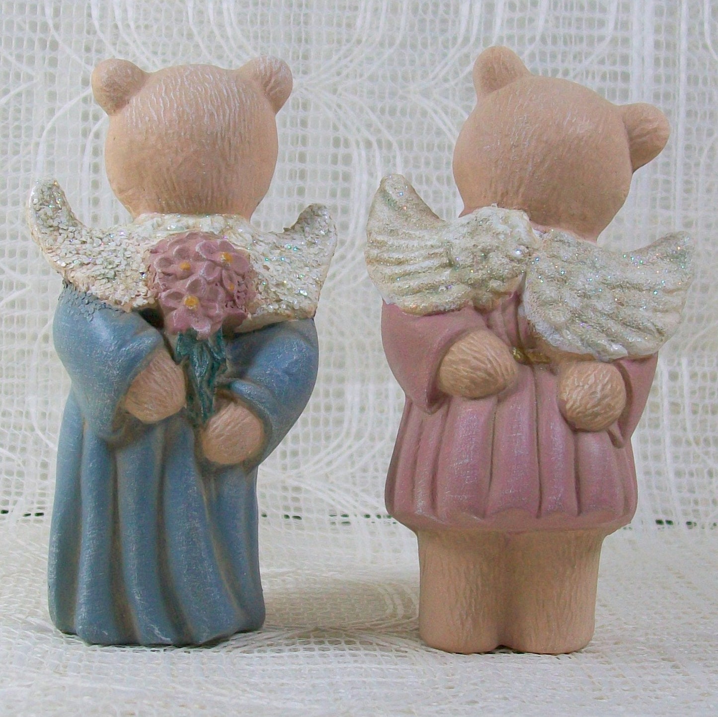 Handmade Ceramic Angel Bear Figurines / Angel Figurines / Angel Statues / Bear Figurines / Bear Statues / Angel Decor / Angel Gift