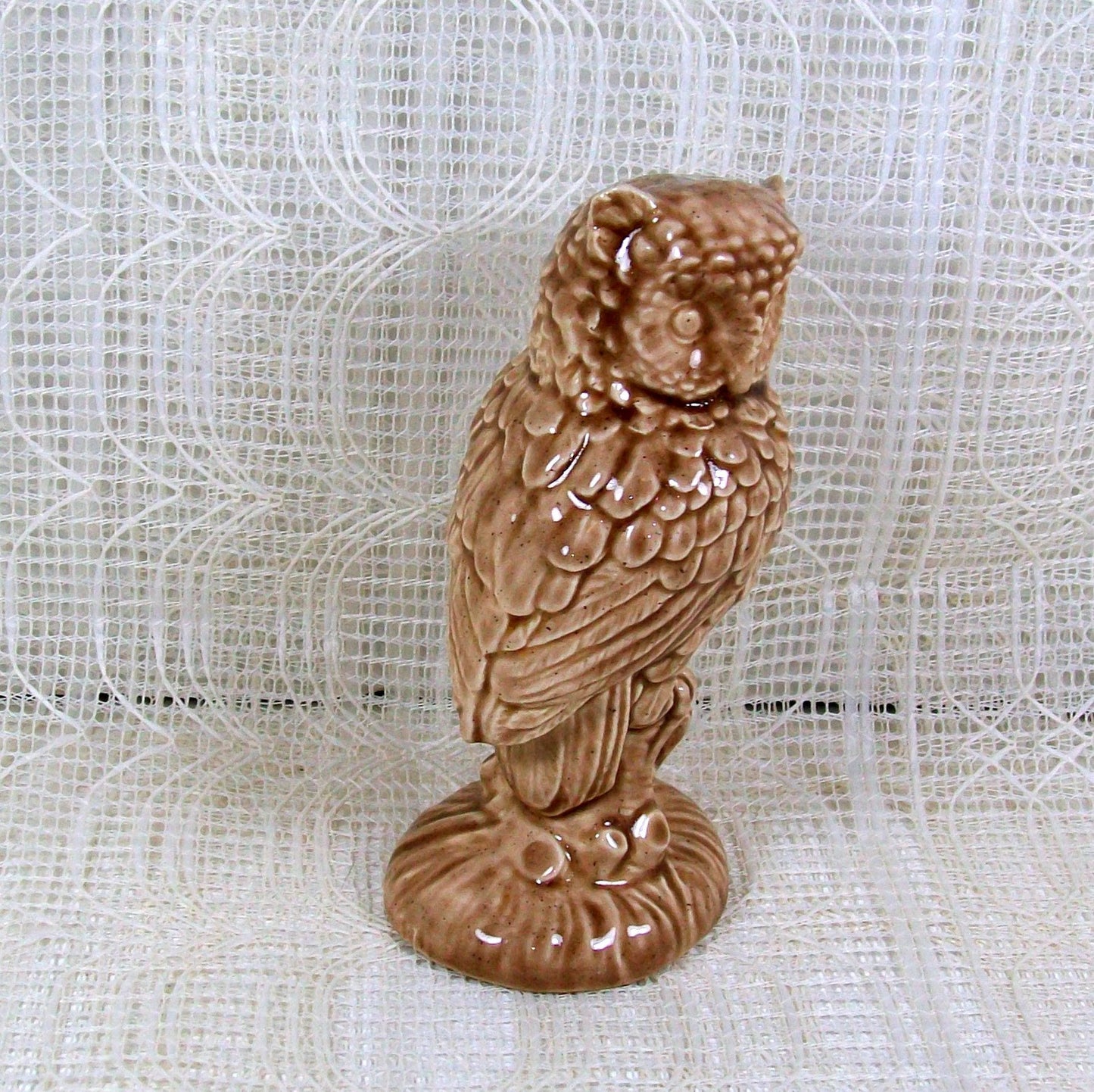 Handmade Glazed Brown Owl Figurine, Owl Statue, Owl Decor, Gift for Owl Lover, Handmade Ceramic Owl, Bird Statue, Bird Figurine