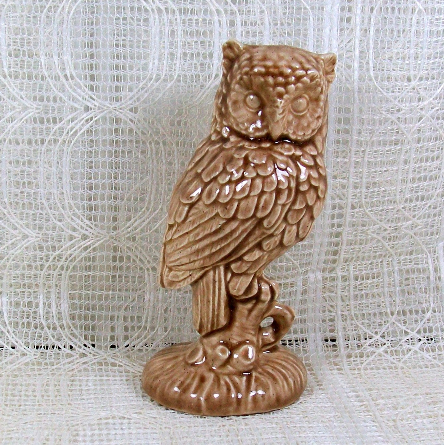 Handmade Glazed Brown Owl Figurine, Owl Statue, Owl Decor, Gift for Owl Lover, Handmade Ceramic Owl, Bird Statue, Bird Figurine