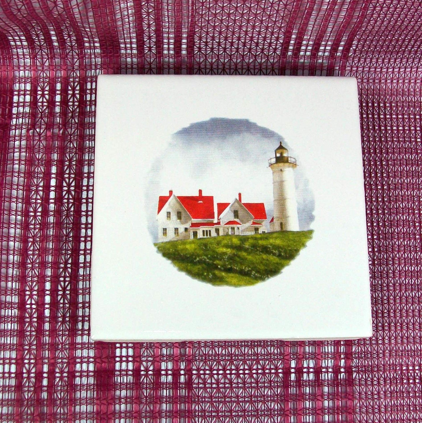 Ceramic Spoon Rest / Tile Trivet / Wine Glass Coaster / Lighthouse Decor / Ceramic Coaster / Coffee Spoon Holder / Tea Bag Holder