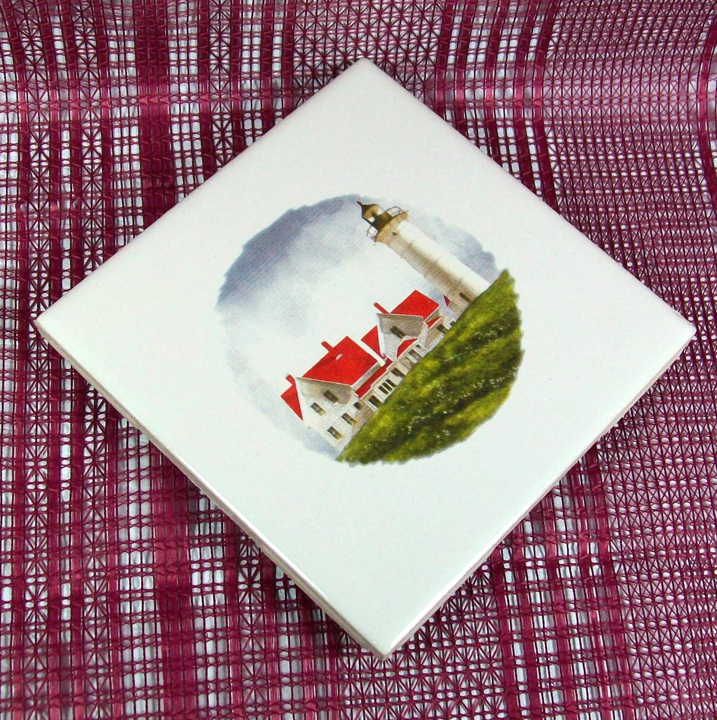 Ceramic Spoon Rest / Tile Trivet / Wine Glass Coaster / Lighthouse Decor / Ceramic Coaster / Coffee Spoon Holder / Tea Bag Holder