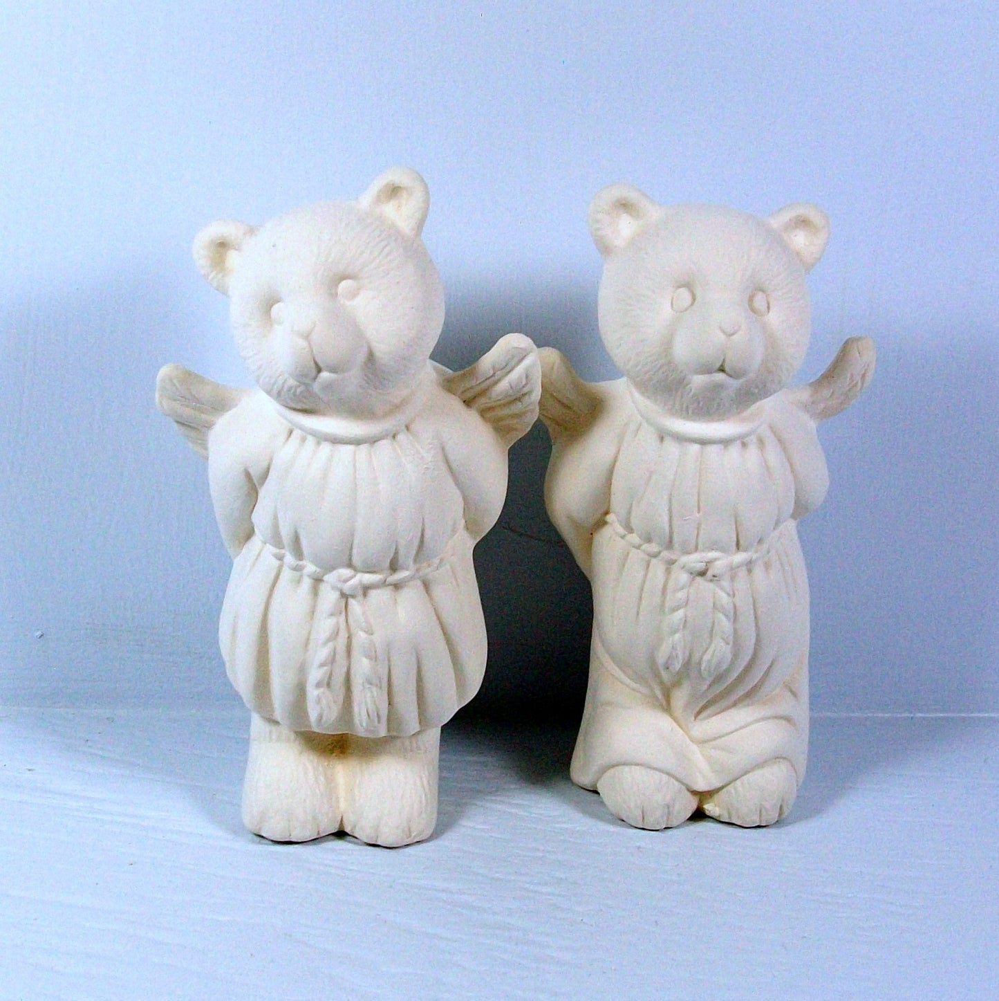 Ready to Paint Ceramic Bisque Bear Angel Figurines, Angel Bear Statues, Bear Lover Gift, Angel Lover Gift, Ceramics To Paint, DYI Ceramics