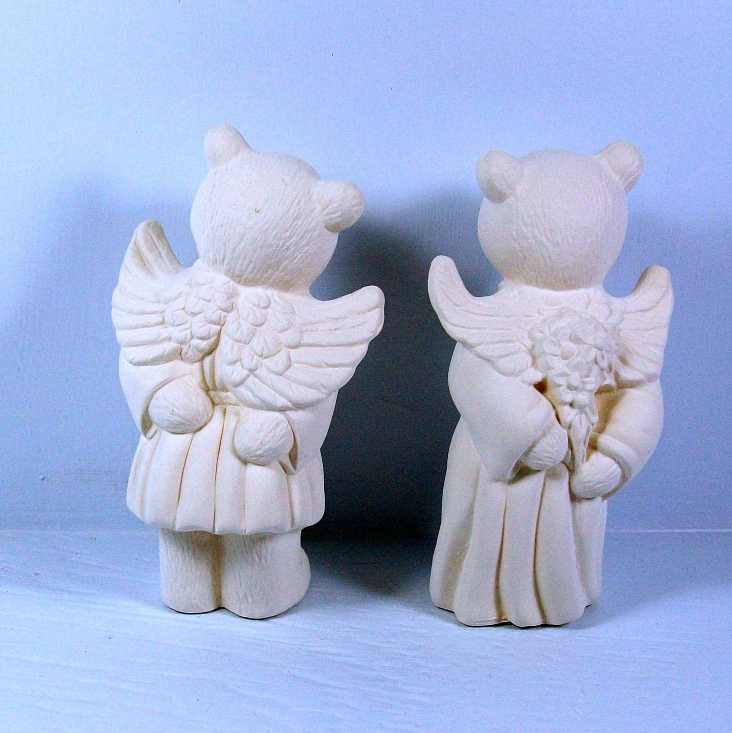 Ready to Paint Ceramic Bisque Bear Angel Figurines, Angel Bear Statues, Bear Lover Gift, Angel Lover Gift, Ceramics To Paint, DYI Ceramics