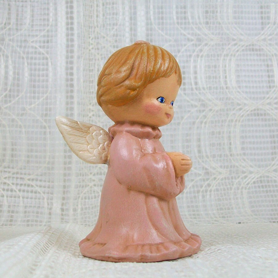 Handmade Ceramic Angel Figurine / Angel Statue / Cute Angel / Christian Home Decor / Angel Decor /  Child Angel / Pink Angel