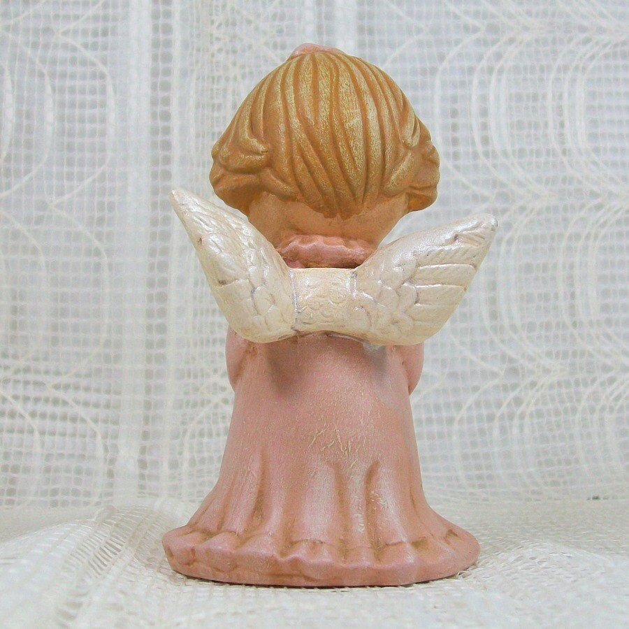 Handmade Ceramic Angel Figurine / Angel Statue / Cute Angel / Christian Home Decor / Angel Decor /  Child Angel / Pink Angel