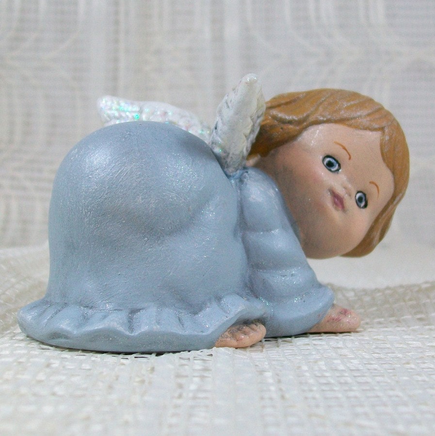 Handmade Ceramic Angel Figurine / Angel Statue / Cute Angel / Christian Home Decor / Angel Decor /  Child Angel / Blue Angel