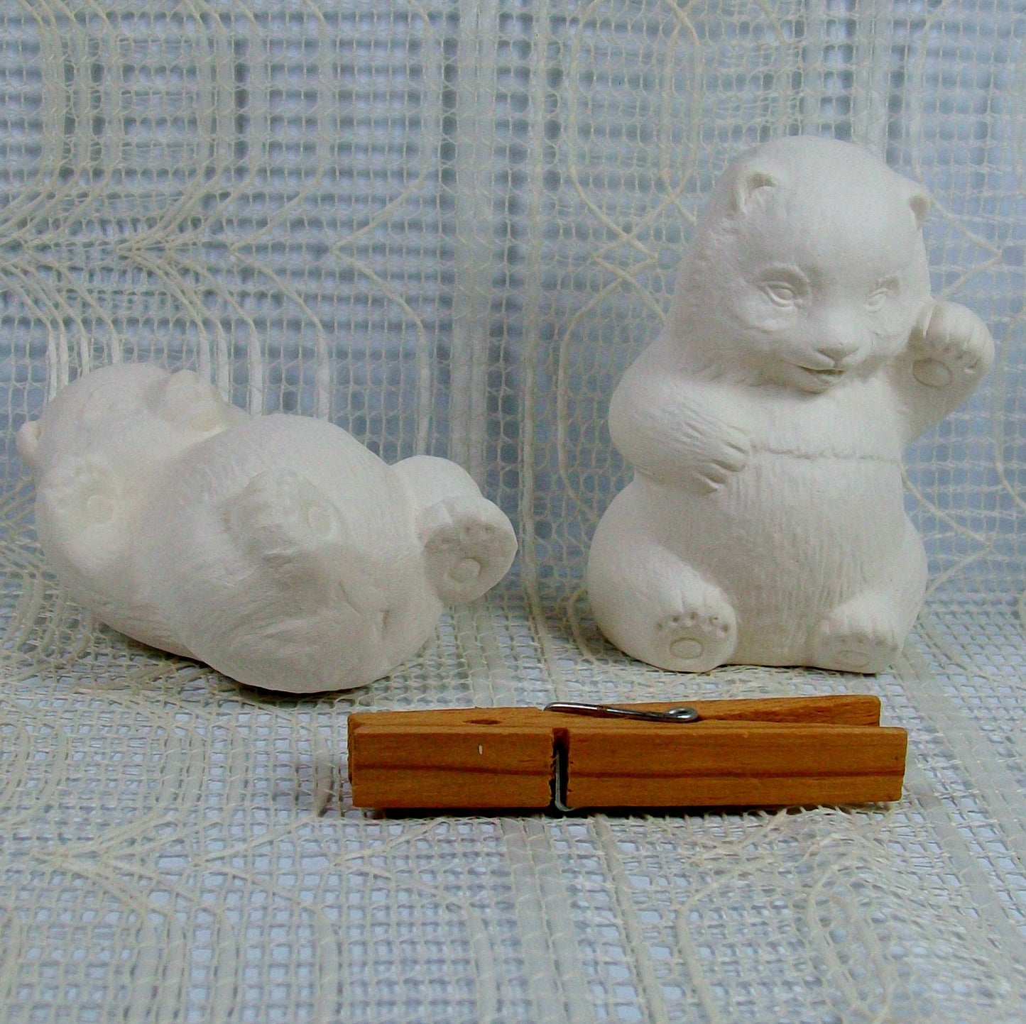 Ready to Paint Panda Figurines / Ceramics to Paint / Unpainted Ceramic Panda Statue / Bisque Ware / Paintable Ceramics