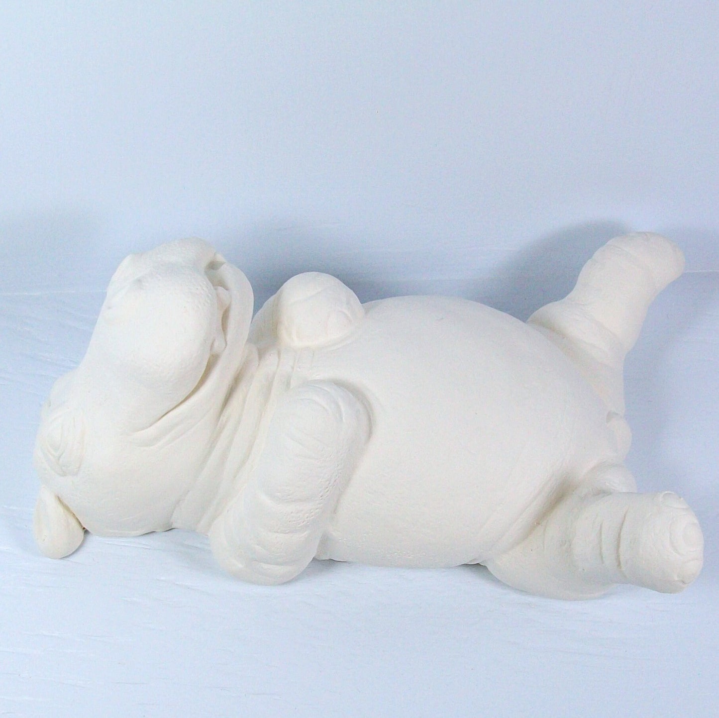 Unpainted Ceramic Hippo Figurine / Hippo Statue / Hippo on Back / Hippo Decor / Gift for Hippo Lover / Ceramics to Paint / Bisqueware