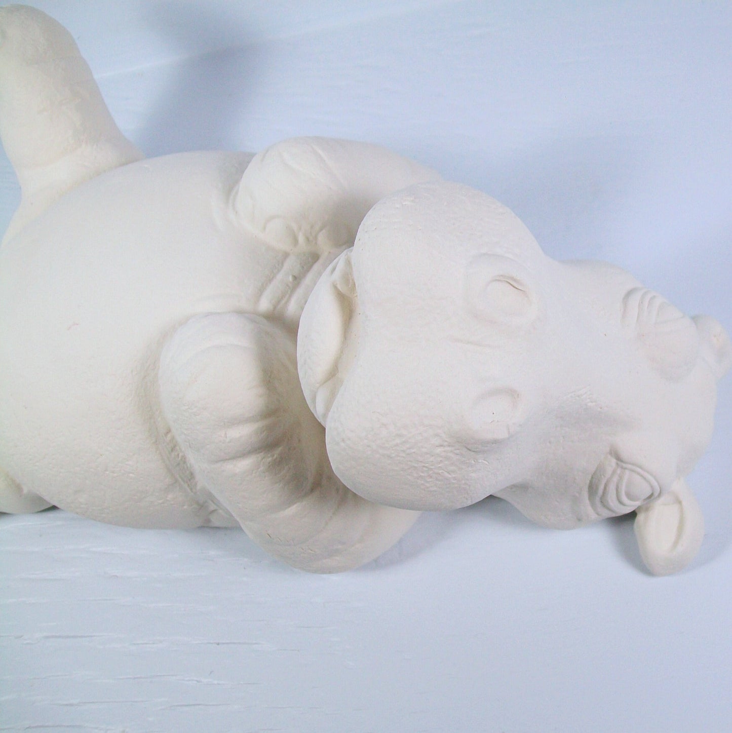 Unpainted Ceramic Hippo Figurine / Hippo Statue / Hippo on Back / Hippo Decor / Gift for Hippo Lover / Ceramics to Paint / Bisqueware