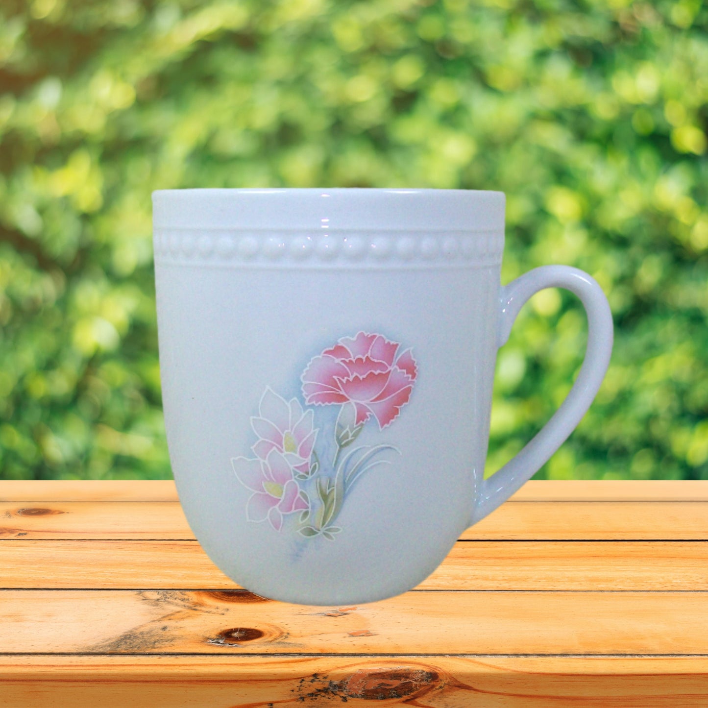 Flower Ceramic Coffee Mug / Coffee Cup With Pink Flower / Tea Mug / Beverage Container / Floral Decor / Inspirational Mug