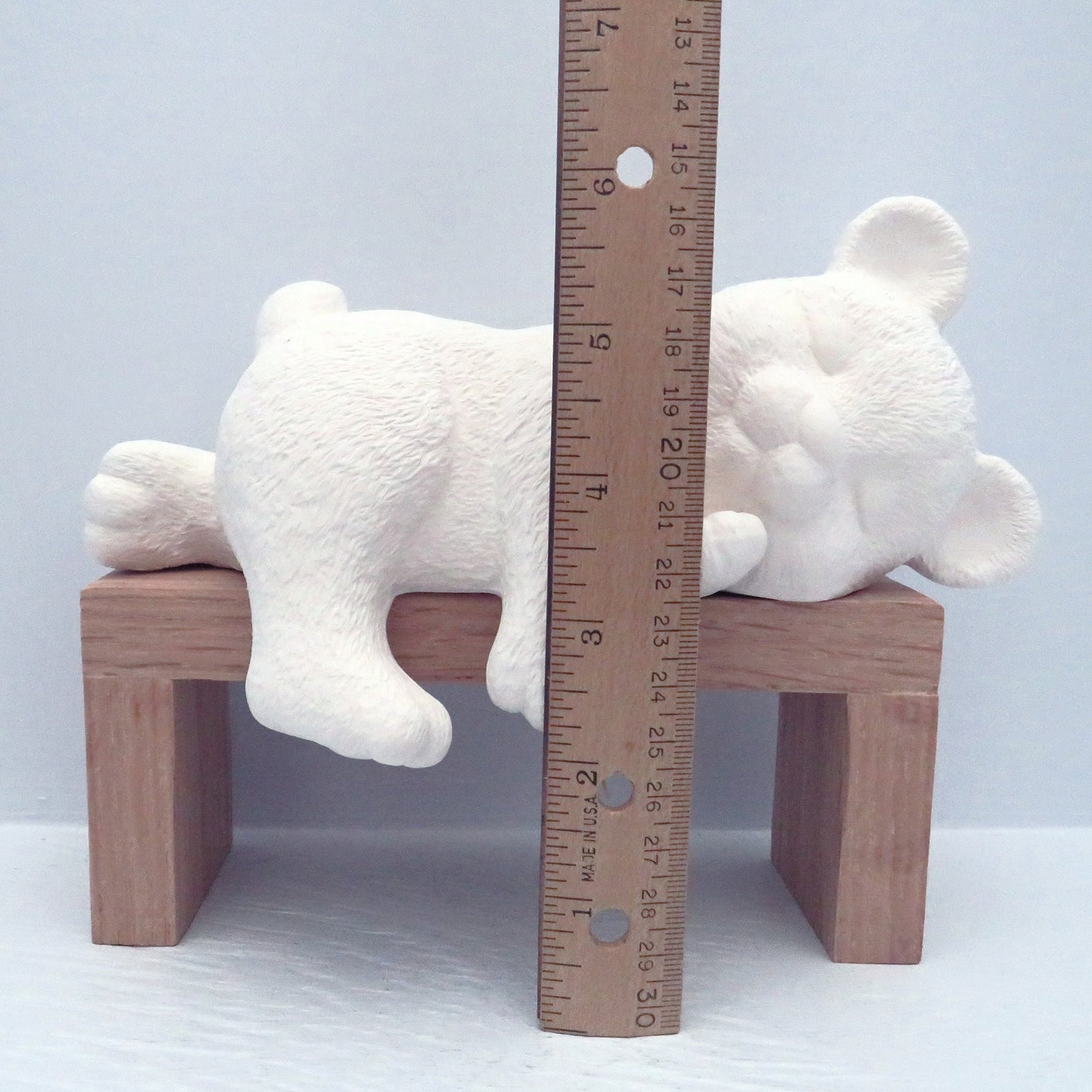 Handmade Unpainted Ceramic Bisque Sleepy Shelf Bear Figurine / Paintable Ceramic Resting Bear Statue / Ceramics to Paint / Ready to Paint