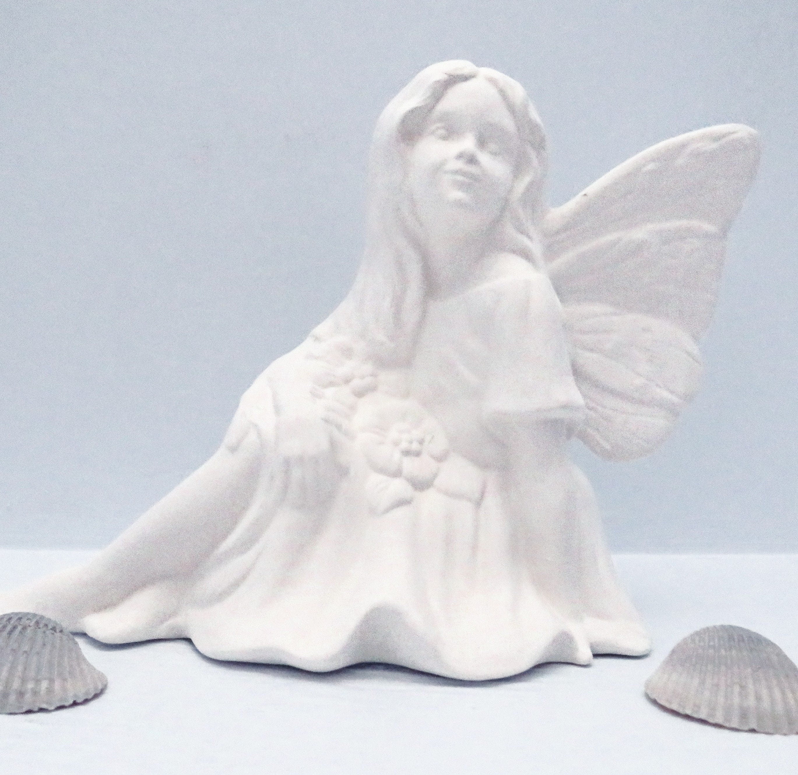 Ceramic Bisque Gare Lilly Sitting Fairy with Flower Dish Ready to Paint U-Paint DIY PYOP Fae Faerie Fantasy Mystical Magical store Pixie