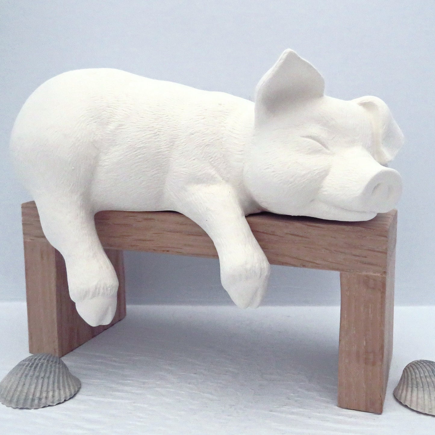 Ready to Paint Ceramic Bisque Shelf Sleeper Pig Figurine / Paintable Ceramic Pig Statue / Ceramics to Paint / Pig Lover Gift / Farm Decor