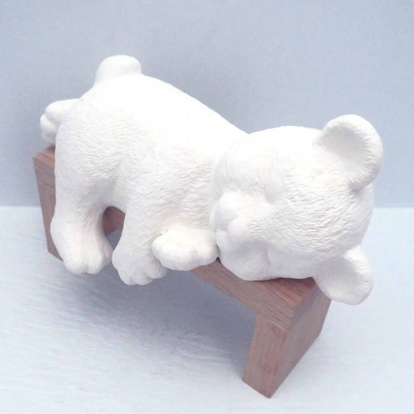 Handmade Unpainted Ceramic Bisque Sleepy Shelf Bear Figurine / Paintable Ceramic Resting Bear Statue / Ceramics to Paint / Ready to Paint