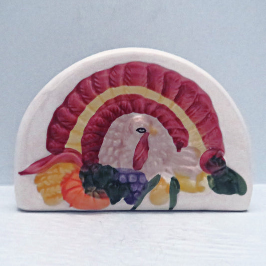 Vintage Handmade Ceramic Thanksgiving Napkin Holder / Table Decor / Thanksgiving Decor / Turkey Napkin Holder / Pumpkin Napkin Table Decor