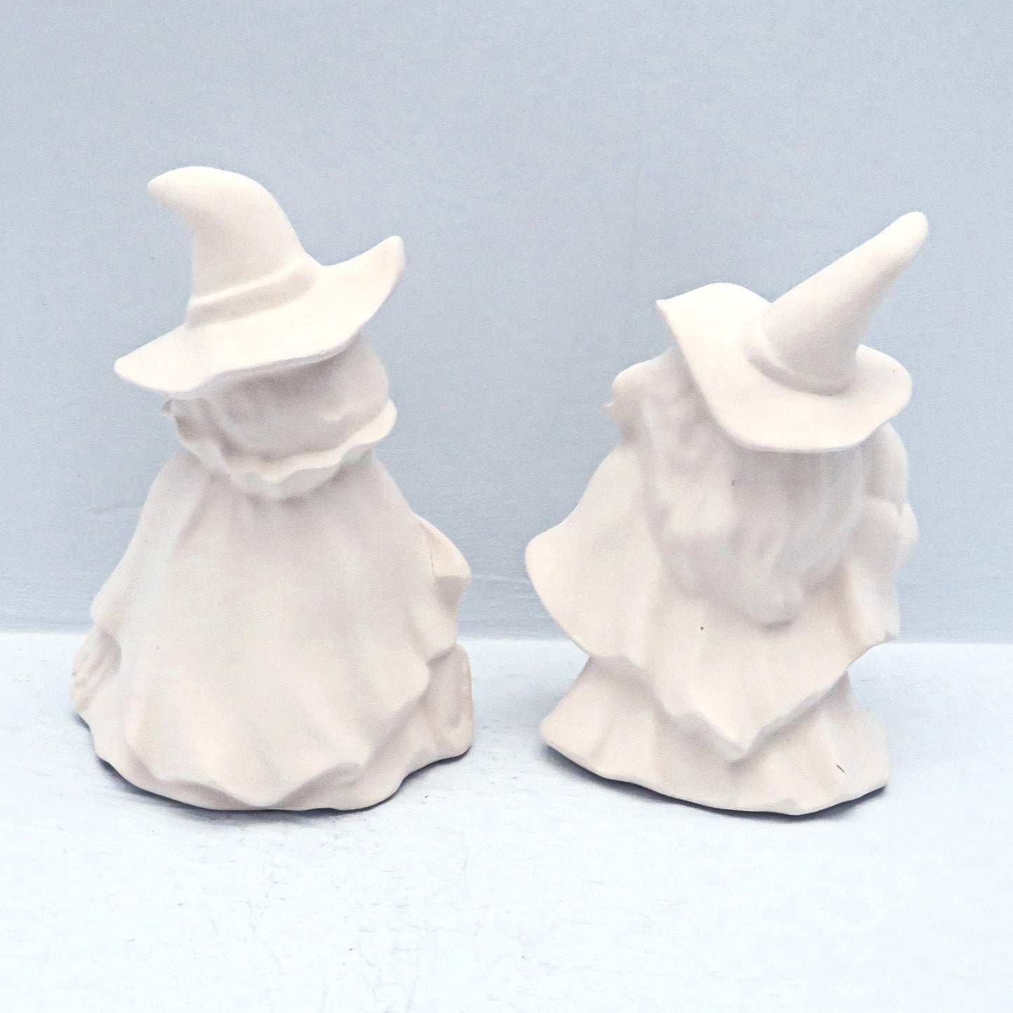 Handmade Ceramic Witch Statues, Witch Figurines, Halloween Decor, Unpainted Bisque, Ready to Paint Ceramics, Paintable Ceramics