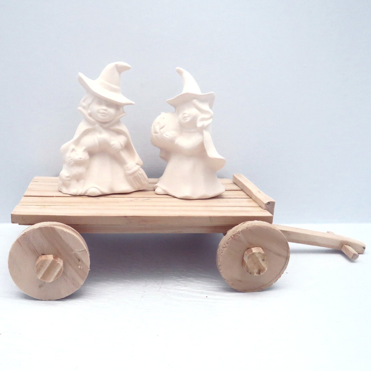 Handmade Ceramic Witch Statues, Witch Figurines, Halloween Decor, Unpainted Bisque, Ready to Paint Ceramics, Paintable Ceramics