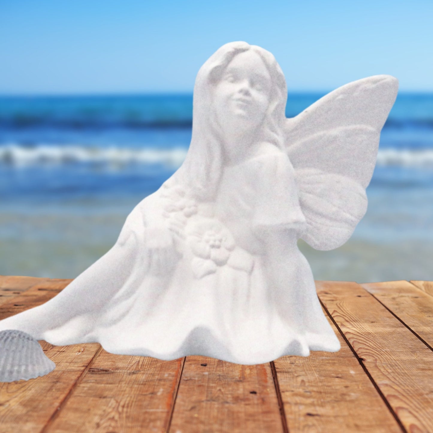 Unpainted Ceramic Bisque Sitting Fairy Figurine / Paintable Ceramics / Ready to Paint / Fairy Statue / Fairy Lover Gift / Fairy Decor