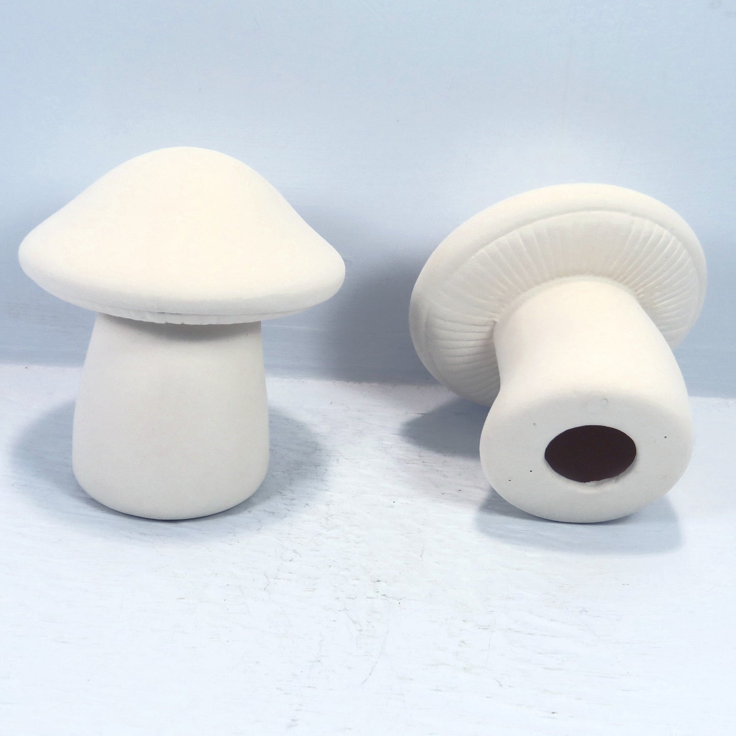 Handmade Ready To Paint Ceramic Mushroom Figurines / Set of 2 Mushroom Statues / Ceramics to Paint / Paintable Ceramic Mushrooms / Retro