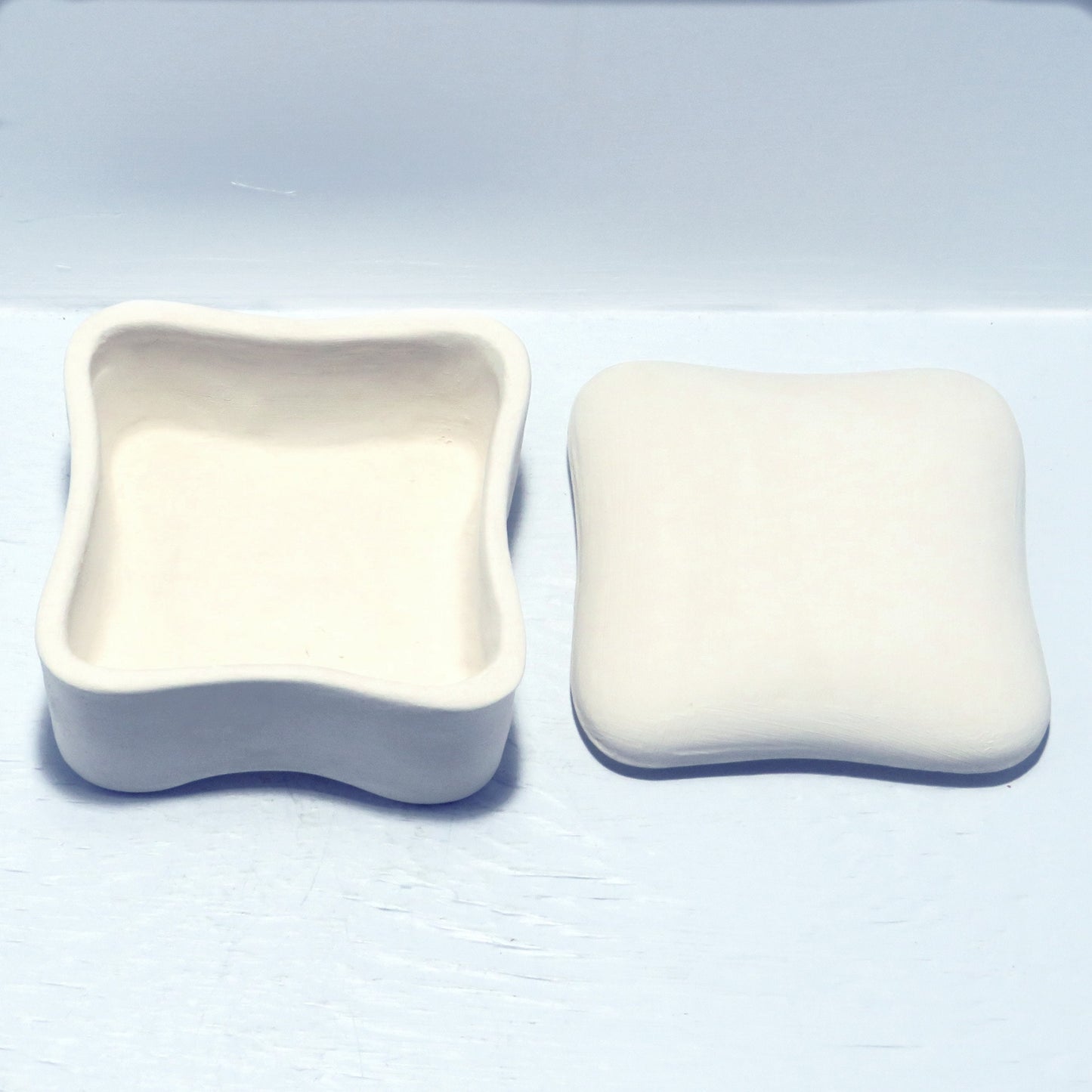 Handmade Ready to Paint Square Trinket Dish with Lid / Ceramics To Paint / Paintable Ceramic Jewelry Dish / Gift For Her / Paint it Yourself