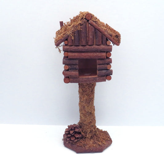 Vintage Rustic Wood Decorative Birdhouse On a Pedestal / Table Top Bird House / Birdhouse Decor / Gift for Bird Lover