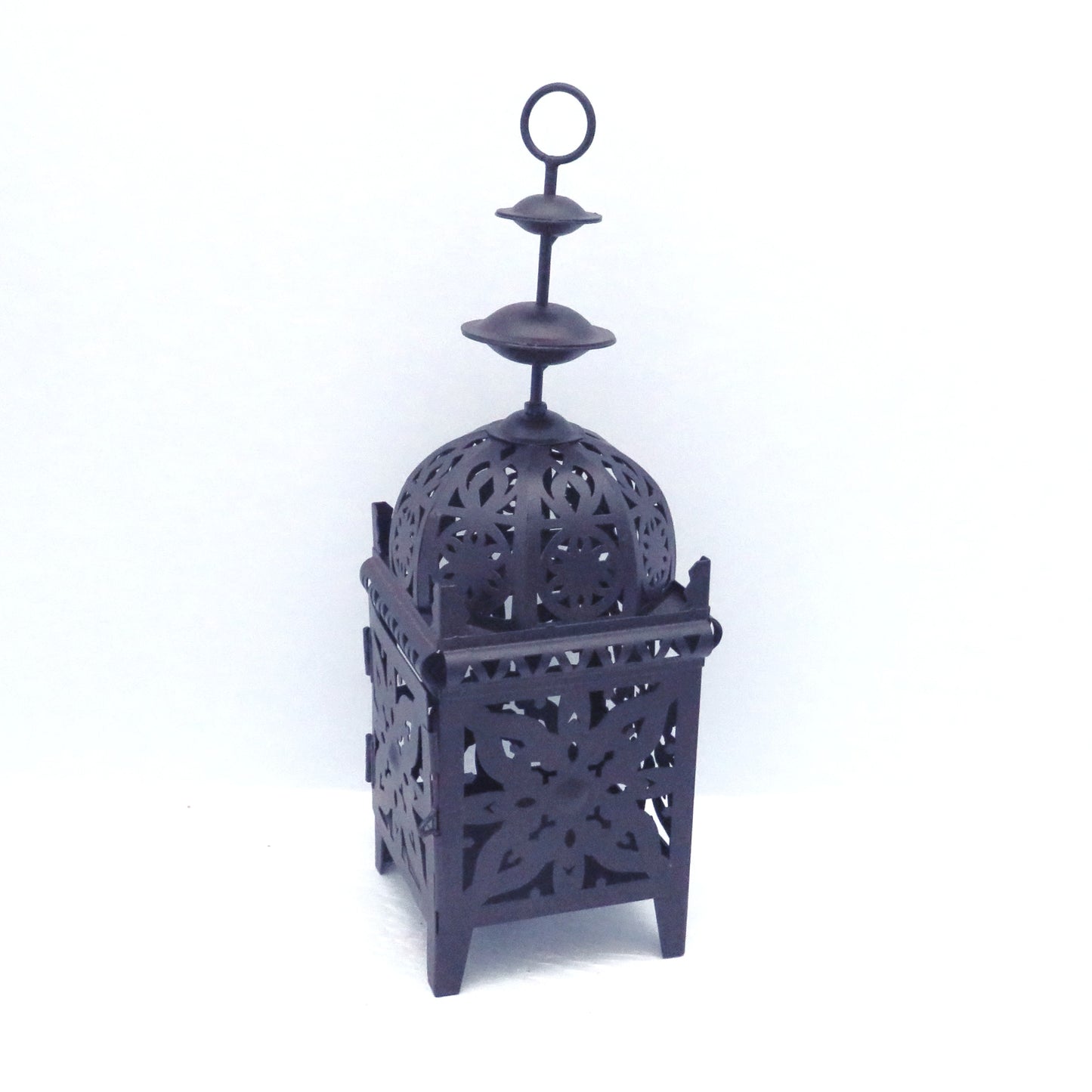 Vintage Brown Metallic Votive Candle Holder With Door and Metallic Carvings / Vintage Decor / Candle Lover Gift / Hanging Votive Holder