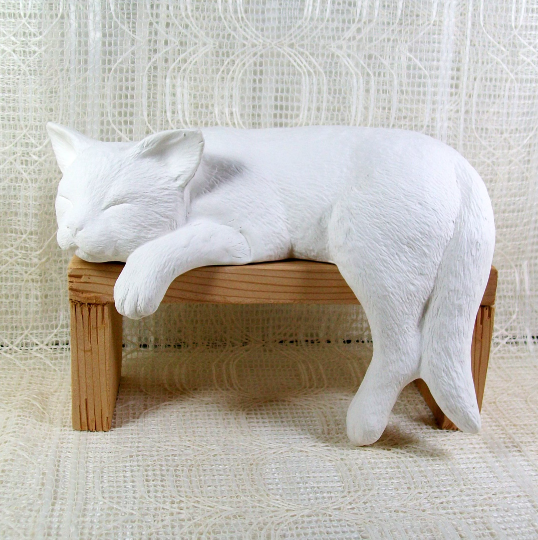 Handmade Ceramic Cat Figurine, Unpainted Bisque Cat Statue, Ceramics to Paint, Paintable Ceramic Kitty Figurine