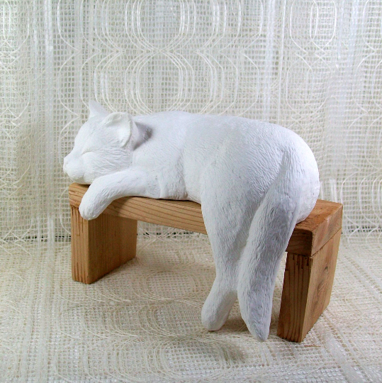 Handmade Ceramic Cat Figurine, Unpainted Bisque Cat Statue, Ceramics to Paint, Paintable Ceramic Kitty Figurine