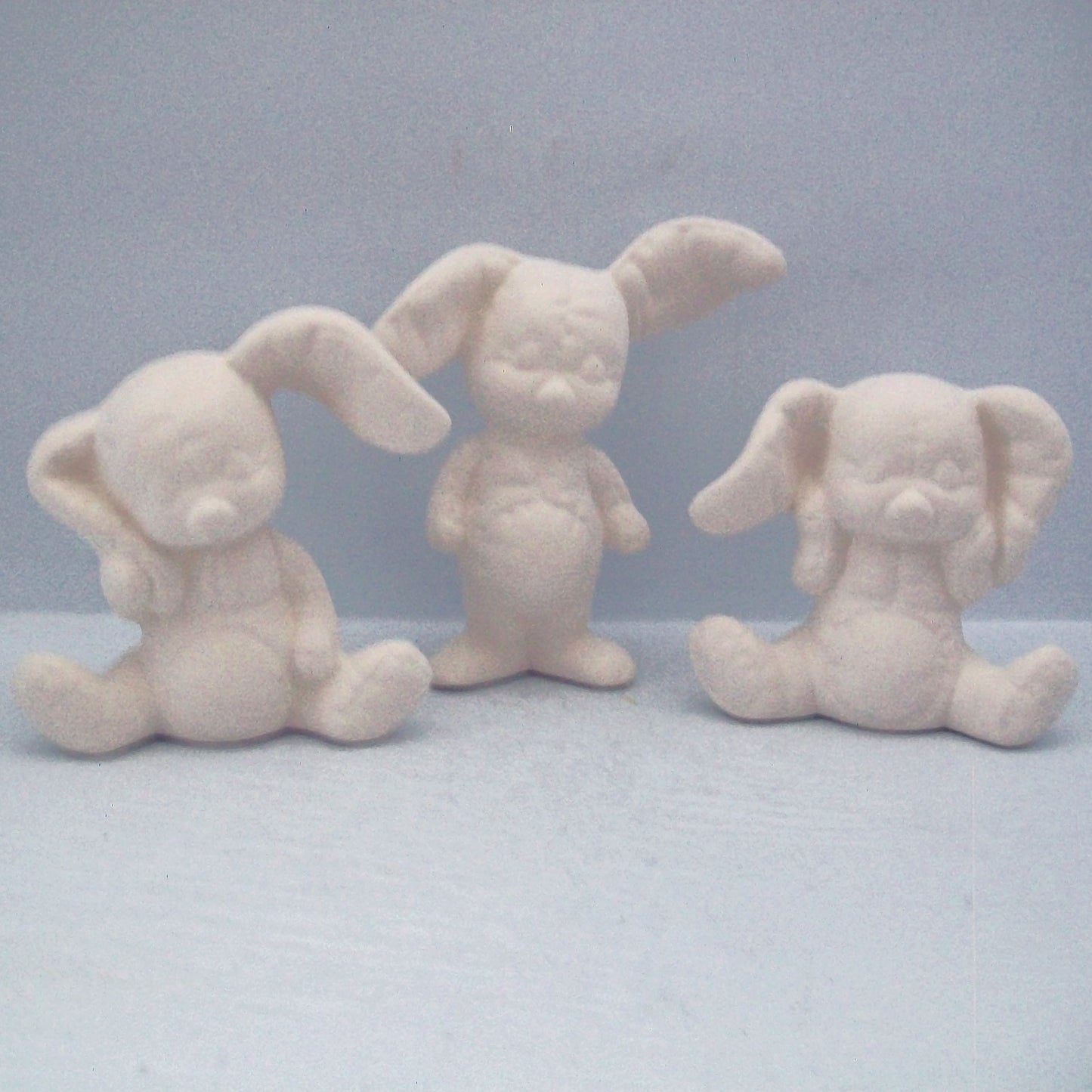 Handmade Ceramic Softy Bunnies to Paint, Ready to Paint Ceramic Bunny Figurines, 3 Paintable Bunny Statues, Bunny Decor, Bunny Lover Gift