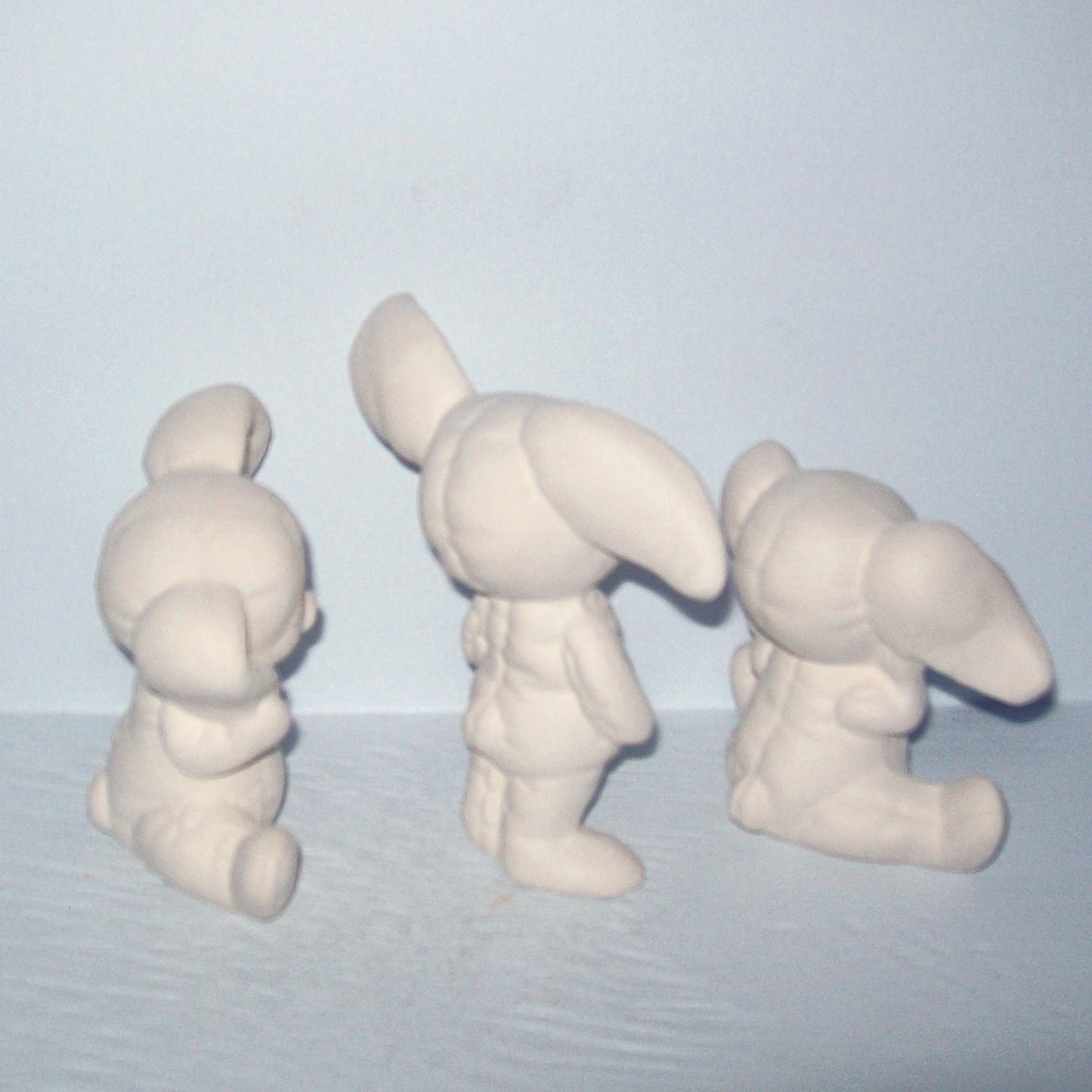 Handmade Ceramic Softy Bunnies to Paint, Ready to Paint Ceramic Bunny Figurines, 3 Paintable Bunny Statues, Bunny Decor, Bunny Lover Gift